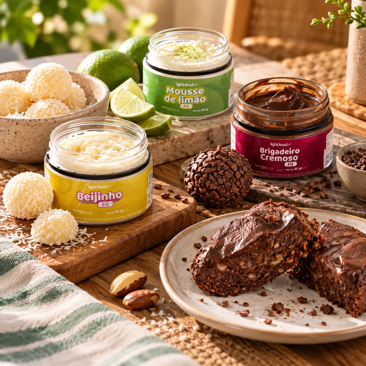 Doces fit: mousse de limão, brigadeiro, beijinho e brownie
